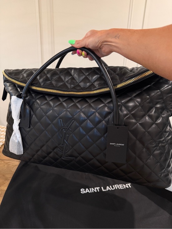 Saint Laurent Handbags - Saint Laurent Black Quilted Leather Holdall with Gold Hardware